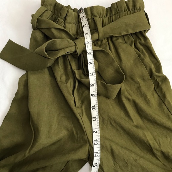 J. Crew Pants & Jumpsuits J Crew Paper Bag Olive Green Pants Wide Leg Lyocell Linen Poshmark